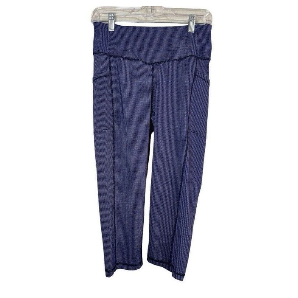 J. McLaughlin Women’s Activewear Cropped Leggings Blue Navy Pockets Size Medium